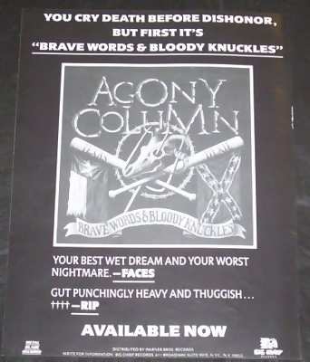 Agony Column - Brave Words & Bloody Knuckles Trade Ad - Click Image to Close